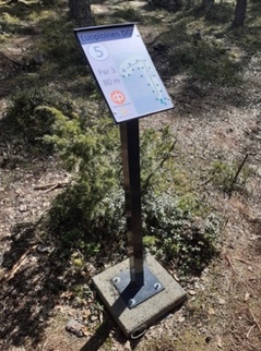 Pälkäneen frisbeegolfradan väyläkyltti. KLIKKAA SUUREMMAKSI.